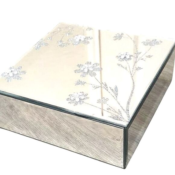 Heaton & Parke 3D Floral Embellished Mirrored Jewelry Box - Picture 2 of 8